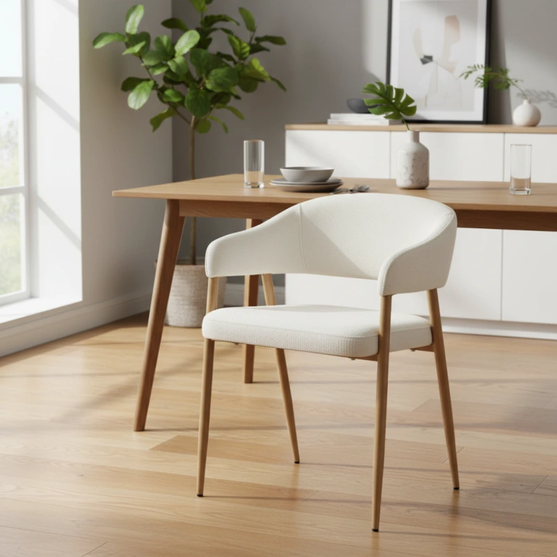 Dizajnové jedálenské kreslo, krémová/buk, NIZAR TYP 1 10