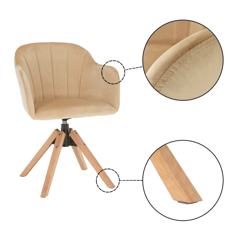 Otočné kreslo, béžová/buk, DALIO 14