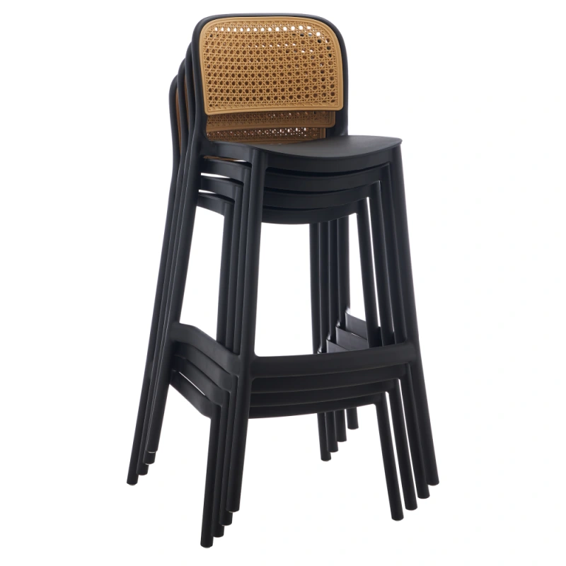 Barová stolička, stohovateľná, čierna/béžová, RAVID NEW TYP 3 7