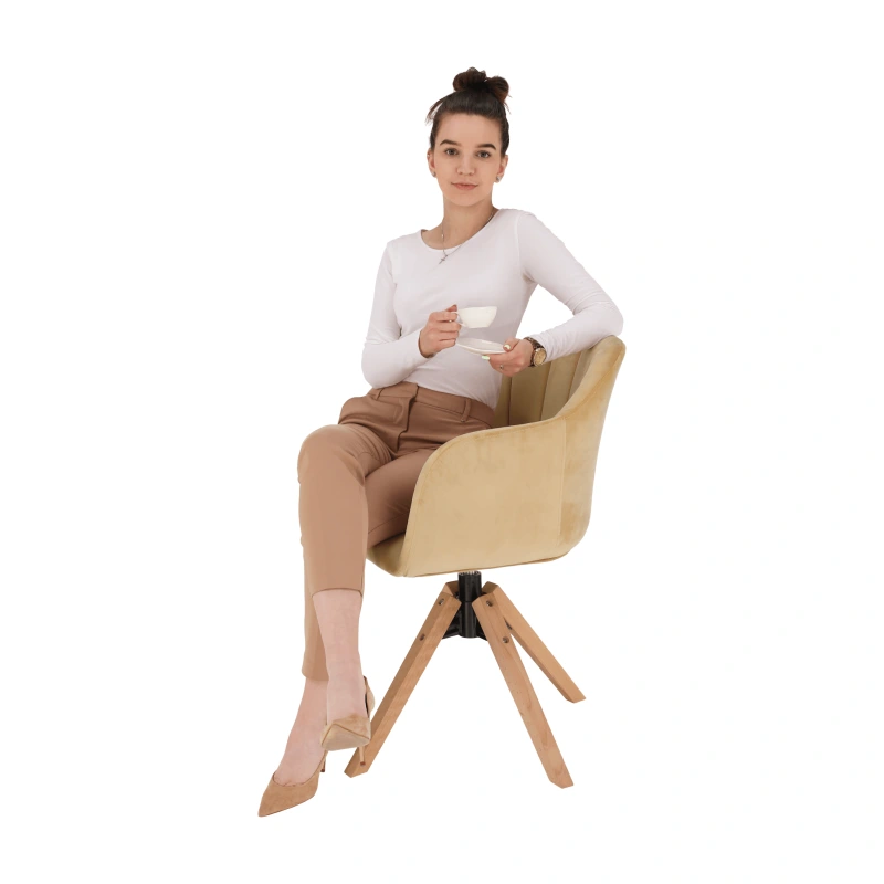 Otočné kreslo, béžová/buk, DALIO 2