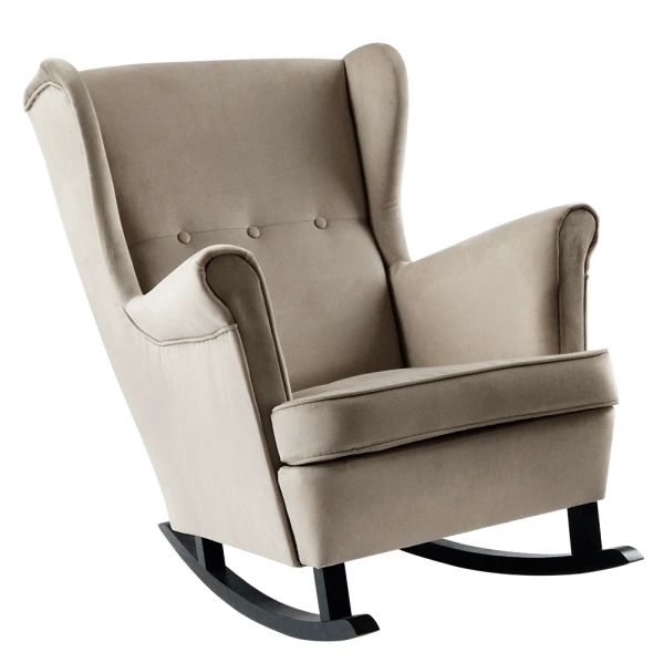 Hojdacie kreslo ušiak, béžová/čierna, TEJA 3