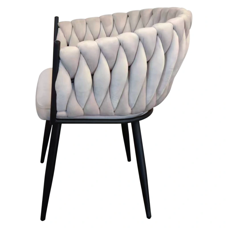 Jídelní křeslo,světle béžová Velvet látka/černá, BLER 5