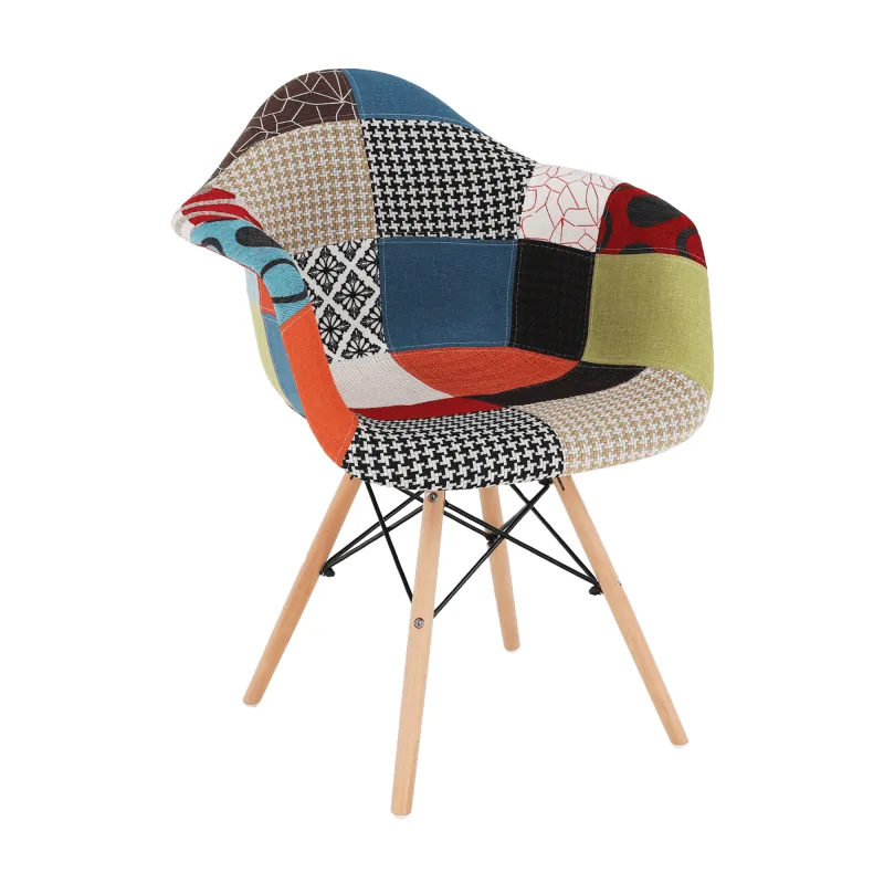 Křeslo, patchwork/buk, TOBO 4 NEW 6