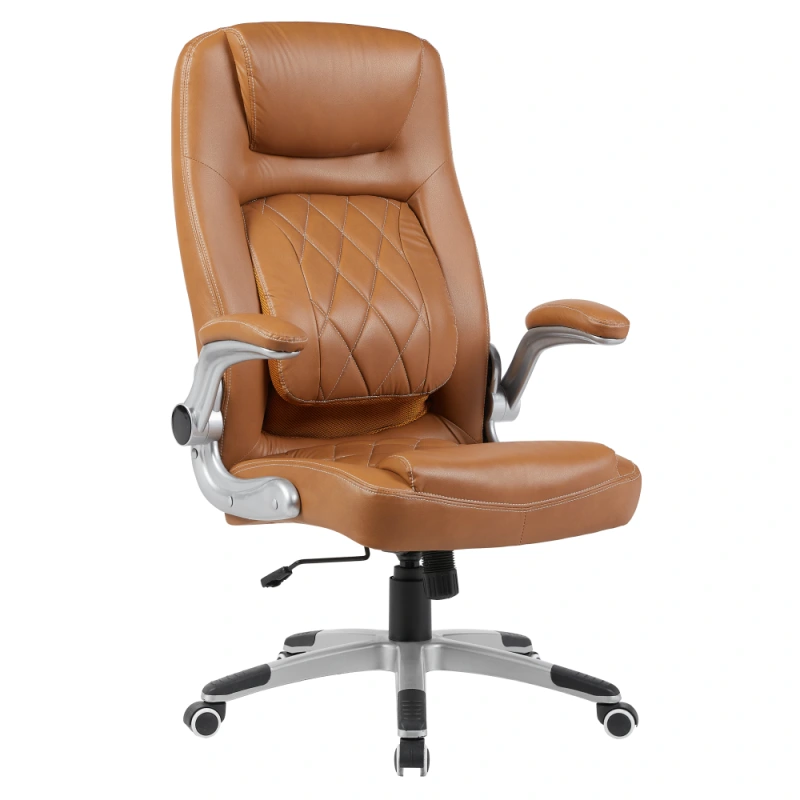 Kancelářské křeslo, hnědá ekokůže/stříbrná, nosnost 150 kg, GREKO