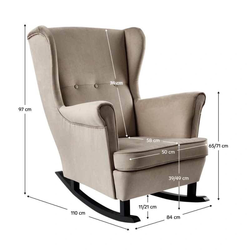 Hojdacie kreslo ušiak, béžová/čierna, TEJA 1