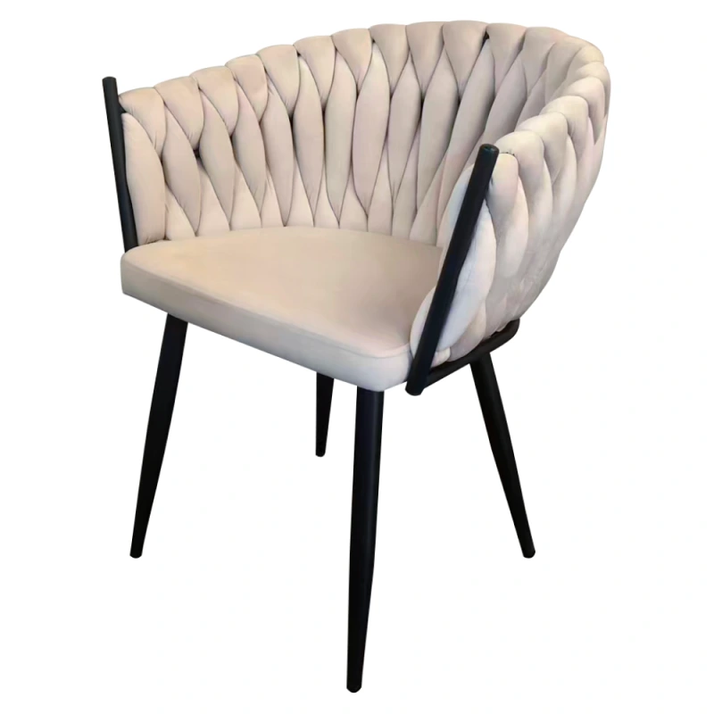 Jídelní křeslo,světle béžová Velvet látka/černá, BLER 2