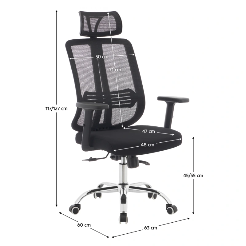 Kancelářské křeslo, černá/chrom, DUVAL 5