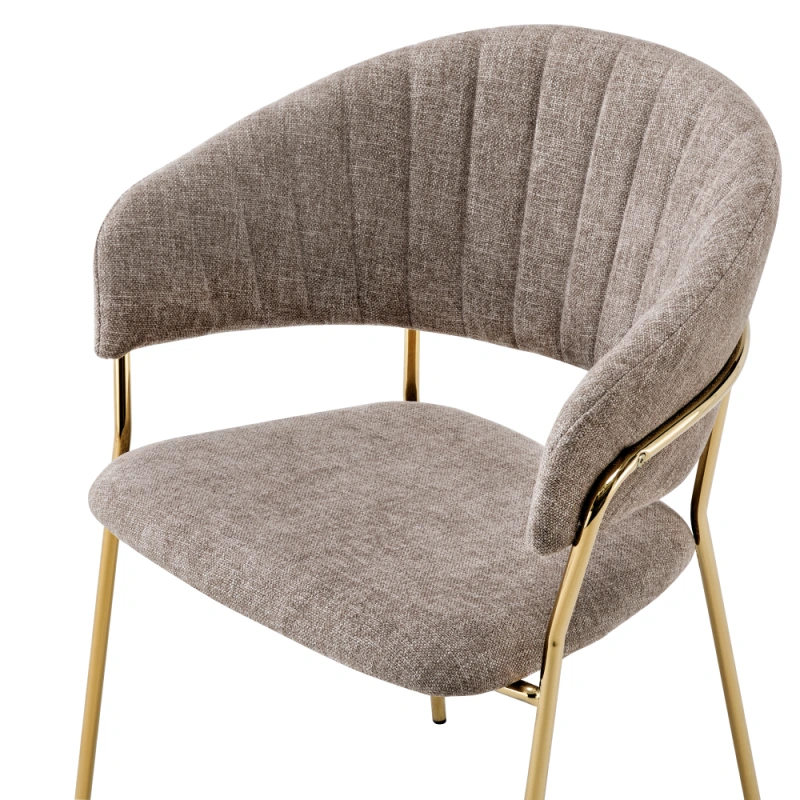 Dizajnové jedálenské kreslo, hnedá látka/gold chróm zlatý, DASMIN TYP 1 2