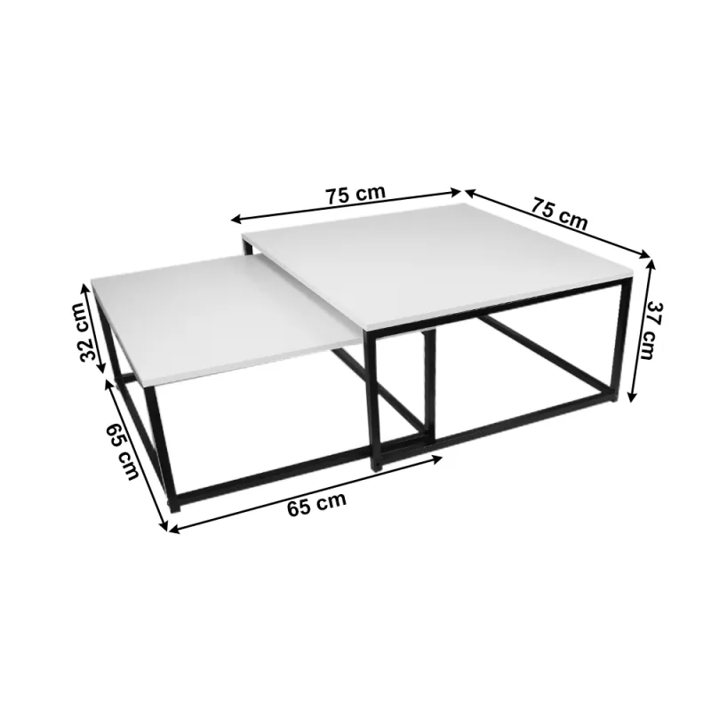 Set dvoch konferenčných stolíkov, matná biela/ čierna, KASTLER NEW TYP 1