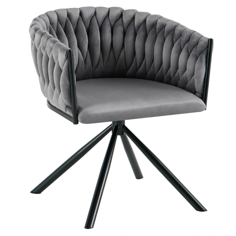 Otočné jedálenské kreslo, sivá Velvet látka/čierna, ZALA