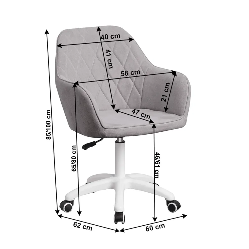 Kancelárske kreslo, látka sivá/biela, SANTY