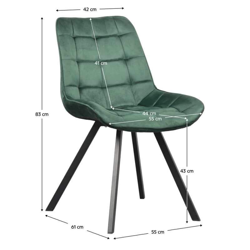 Jídelní židle, tmavě zelená Velvet látka/černá, SAMIRA 9