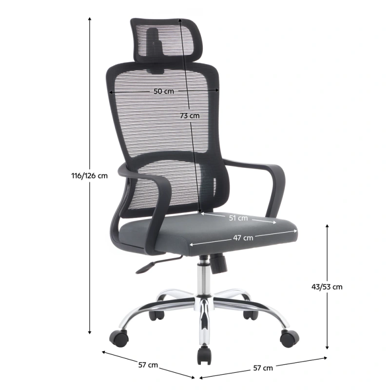 Kancelářské křeslo, černá/šedá/chrom, RANDY 5