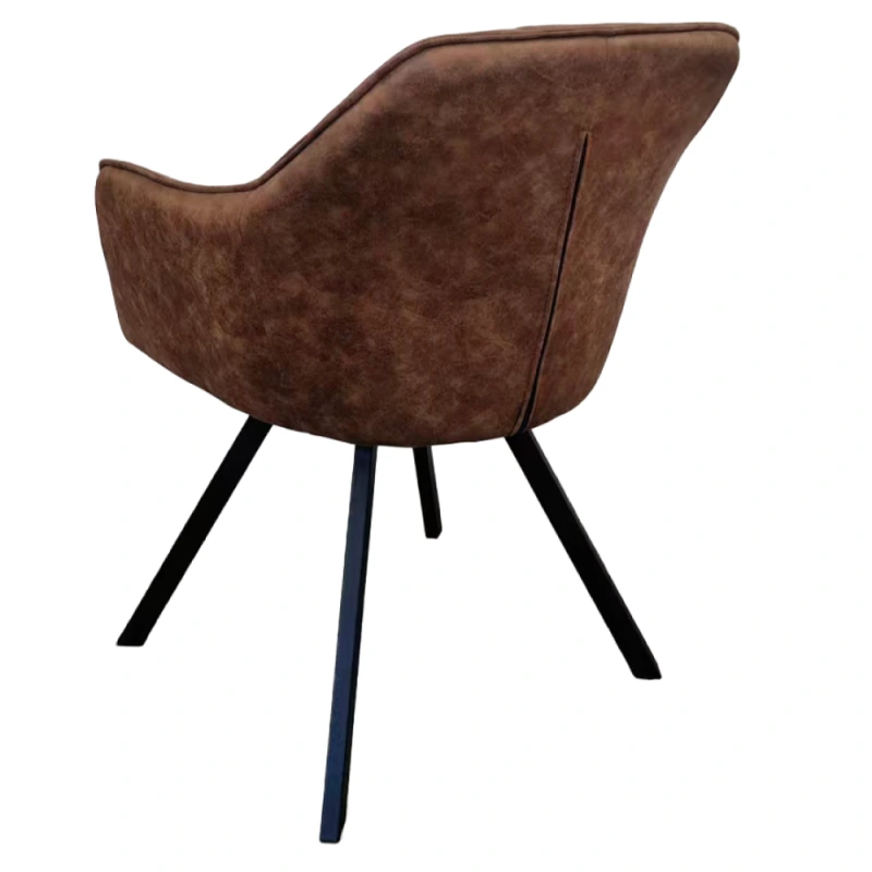 Otočné jedálenské kreslo, tmavohnedá látka s efektom brúsenej kože, SAMANTA 4