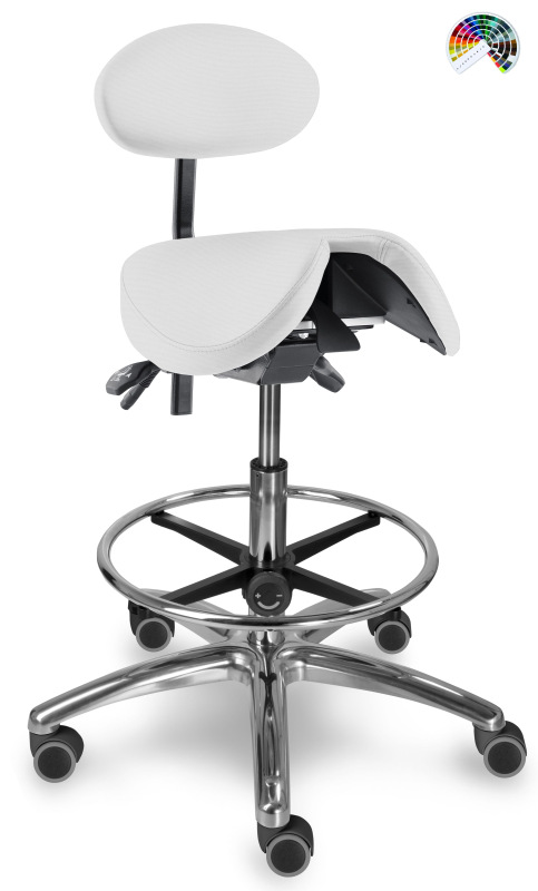 Zdravotnická židle se sedlovým opěradlem 1215 S DENT, čalounění KOŽENKA Silvertex, Mediflex