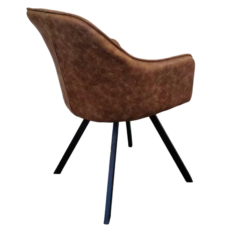 Otočné jedálenské kreslo, tmavohnedá látka s efektom brúsenej kože, SAMANTA 7