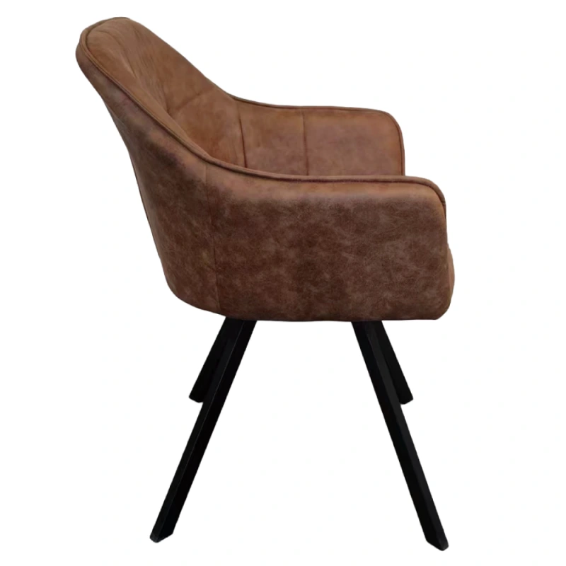 Otočné jedálenské kreslo, tmavohnedá látka s efektom brúsenej kože, SAMANTA 5