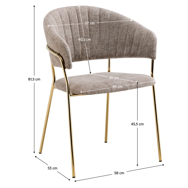Dizajnové jedálenské kreslo, hnedá látka/gold chróm zlatý, DASMIN TYP 1 4