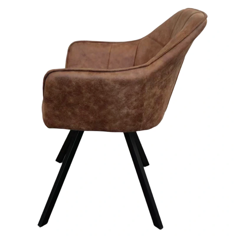 Otočné jedálenské kreslo, tmavohnedá látka s efektom brúsenej kože, SAMANTA 6