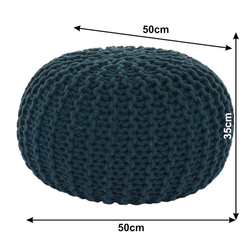 Pletený taburet, petrolejová bavlna, GOBI TYP 2