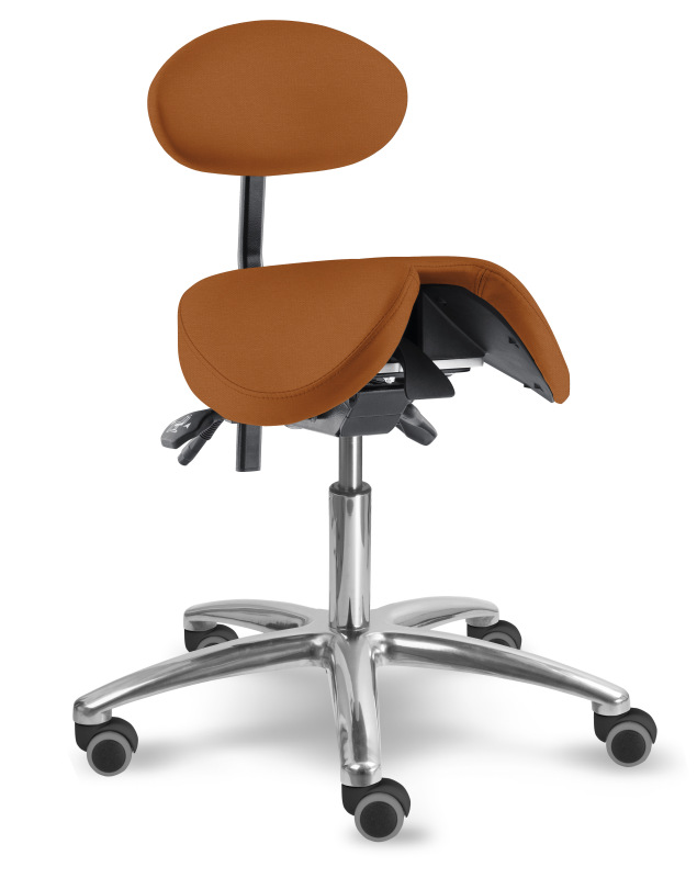 Zdravotnická židle se sedlovým opěradlem 1215 S DENT, čalounění KOŽENKA Silvertex, Mediflex 3