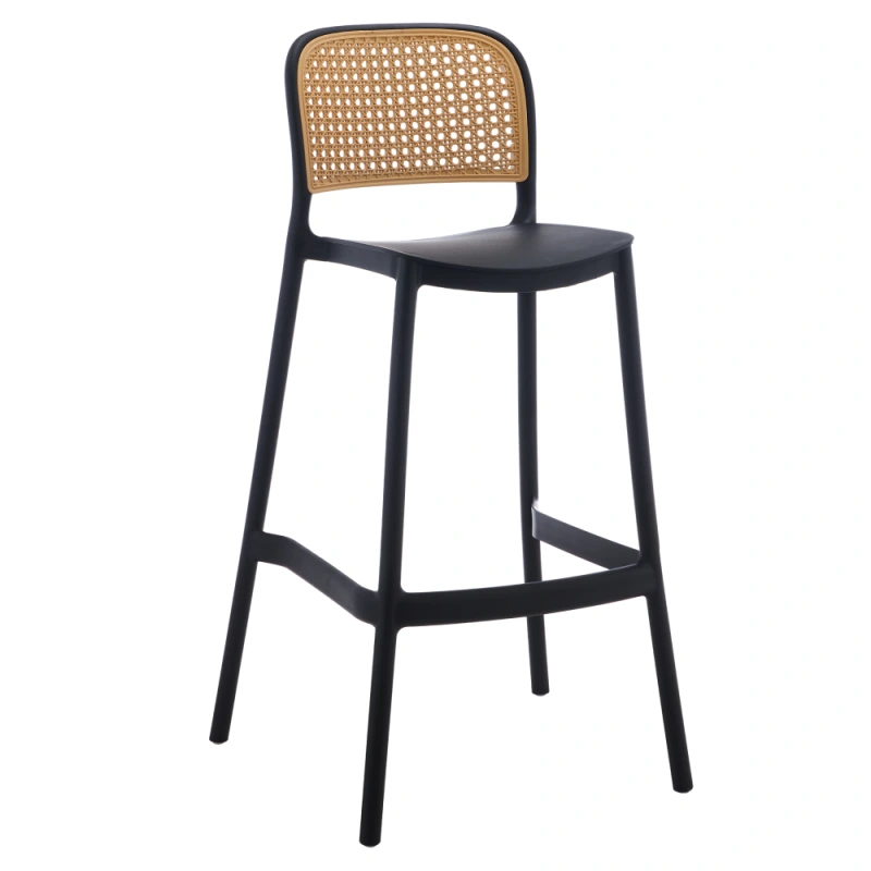 Barová stolička, stohovateľná, čierna/béžová, RAVID NEW TYP 3