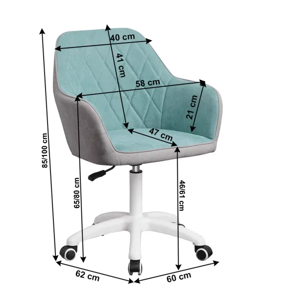 Kancelárske kreslo, látka mentol/sivá/biela, SANTY