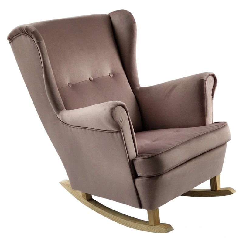 Hojdacie kreslo ušiak, ružová/buk, TEJA 4