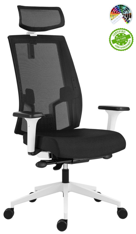 Kancelárska stolička 2900 SYN SL LAPEL BLACK WHITE čalúnenie BLOOM MEDITAP koženka