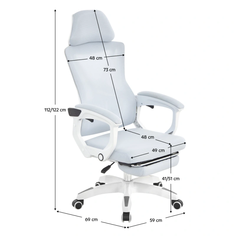 Kancelárske kreslo, svetlosivá/biela, nosnosť 150 kg, MALVIN 1