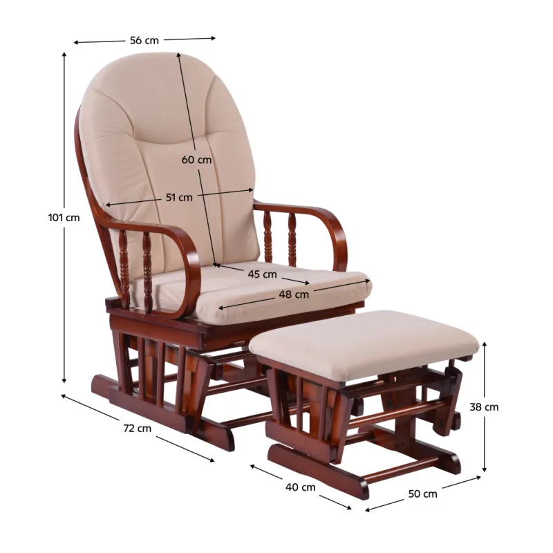 Hojdacie kreslo s podnožou, orech/béžová, TALMAN