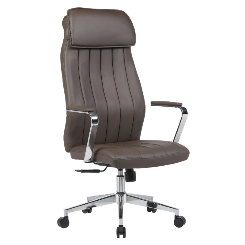 Kancelářské křeslo, šedohnědá ekokůže/chrom, nosnost 150 kg, ELADIO
