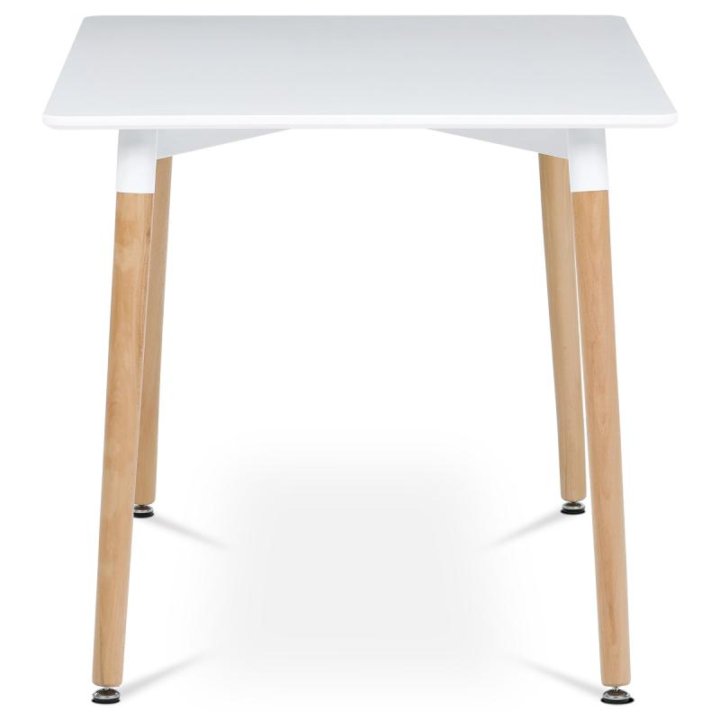 Jedálenský stôl DT-304 WT 120x80x74 cm, MDF / kovový rám - biely matný lak, drevené nohy