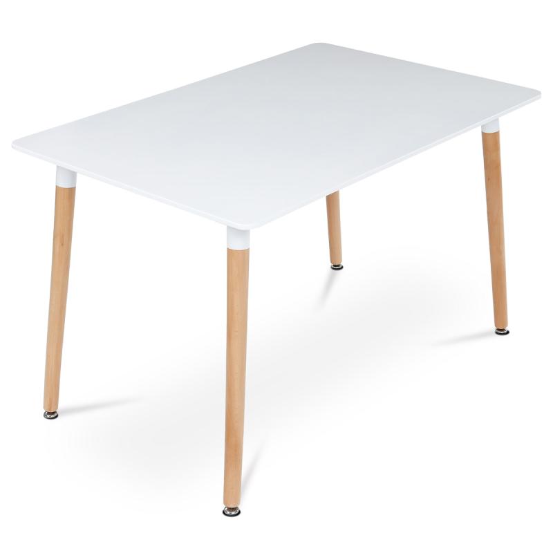 Jedálenský stôl DT-304 WT 120x80x74 cm, MDF / kovový rám - biely matný lak, drevené nohy