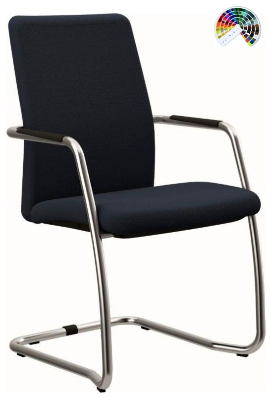 Konferenčná rokovacia stolička OLYMP PLUS čalúnenie KOŽENKA Valencia, Silvertex