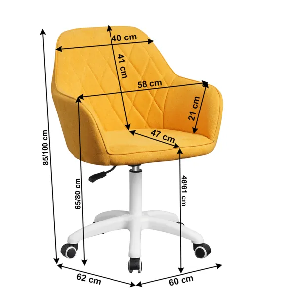 Kancelárske kreslo, látka žltá/biela, SANTY