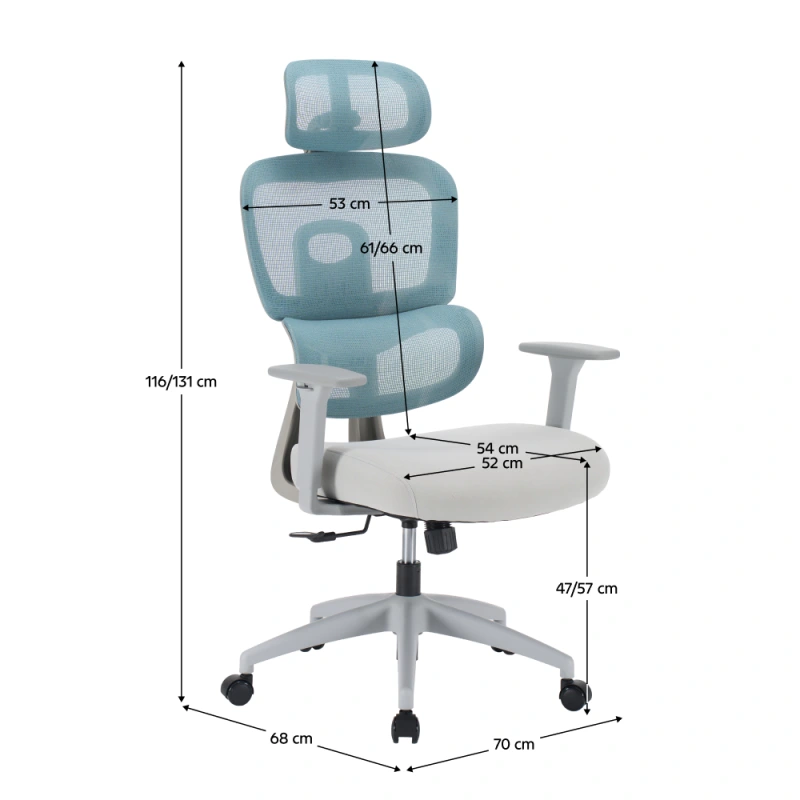 Kancelářské křeslo, neomint/světle šedá/šedá, ERMEN 18