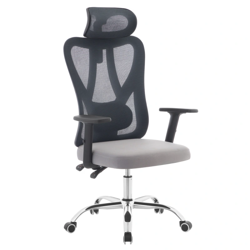 Kancelářské křeslo, tmavě šedá/světle šedá/chrom, nosnost 150 kg, ADEMIR