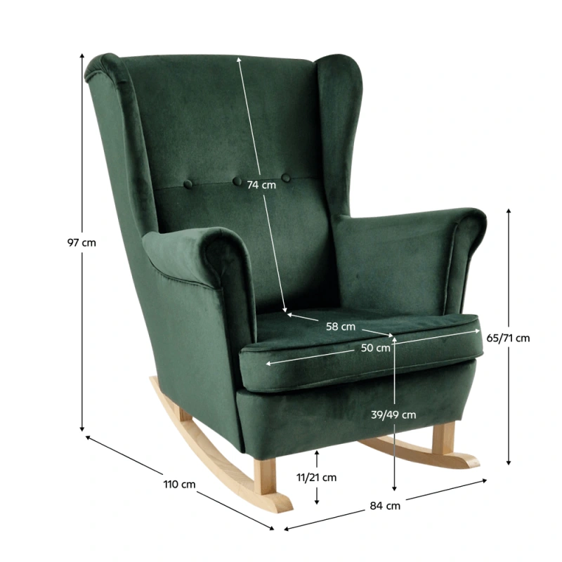 Hojdacie kreslo ušiak, zelená/buk, TEJA 1