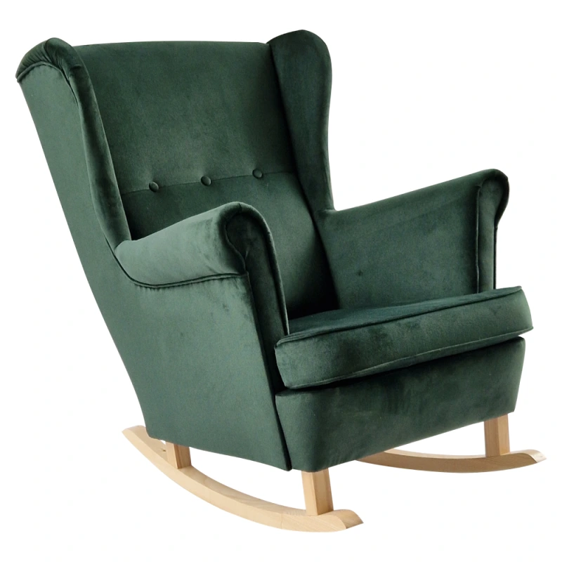 Hojdacie kreslo ušiak, zelená/buk, TEJA 3