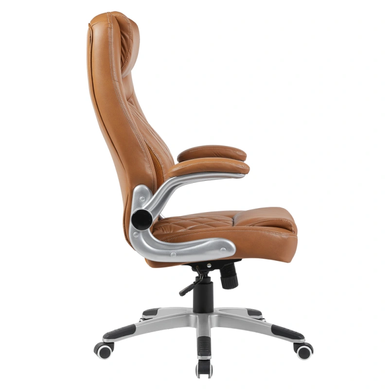 Kancelářské křeslo, hnědá ekokůže/stříbrná, nosnost 150 kg, GREKO 2