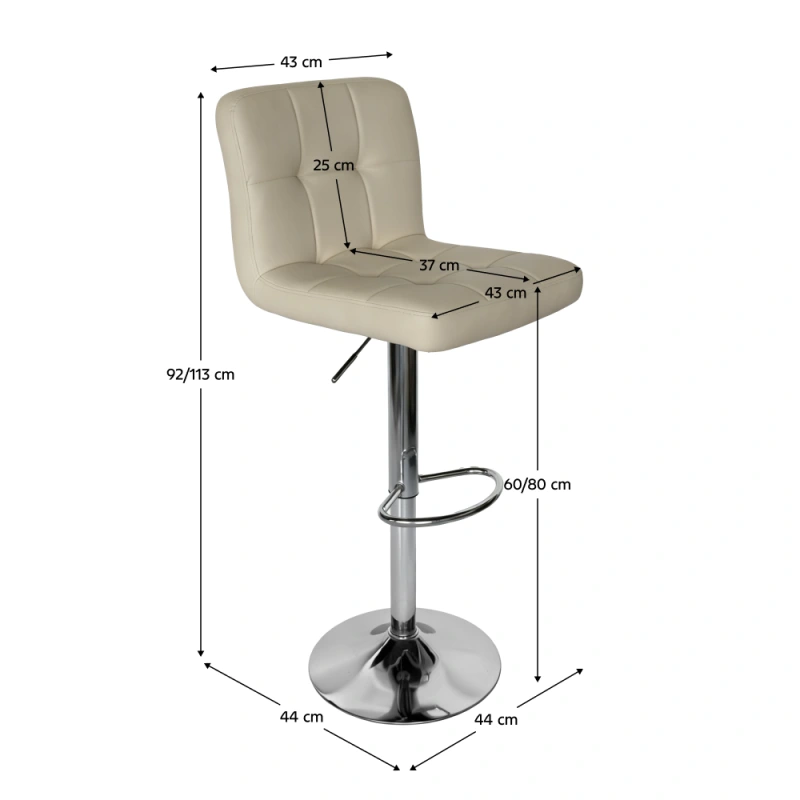 Barová židle, béžová ekokůže/chrom, KANDY 2 NEW 3