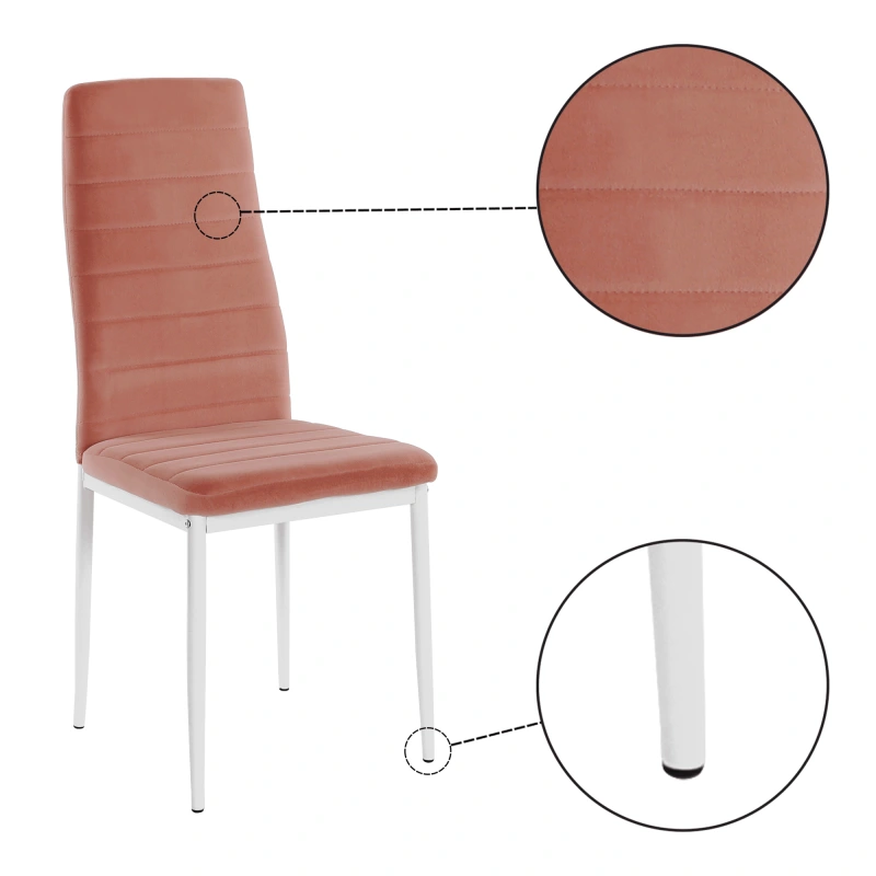 Židle, růžová, velvet látka / bílý kov, COLETA NOVA 8