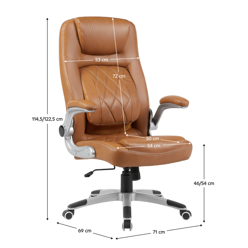 Kancelářské křeslo, hnědá ekokůže/stříbrná, nosnost 150 kg, GREKO 4