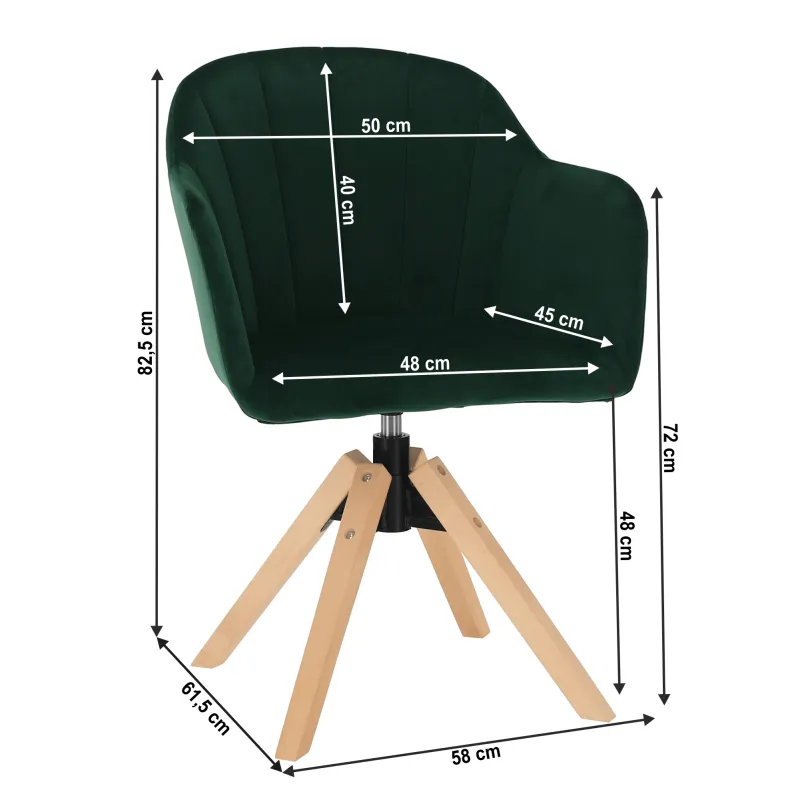 Otočné kreslo, velvet látka, smaragd/buk, DALIO