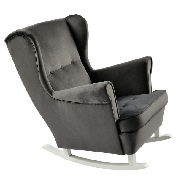 Hojdacie kreslo ušiak, tmavosivá/biela, TEJA 5