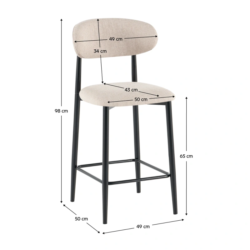 Barová stolička, béžová látka/čierna, ZAJDA TYP 2 1