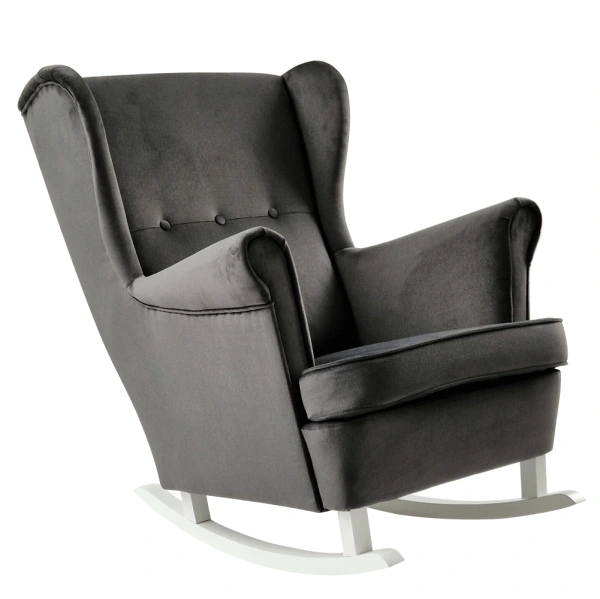 Hojdacie kreslo ušiak, tmavosivá/biela, TEJA 4