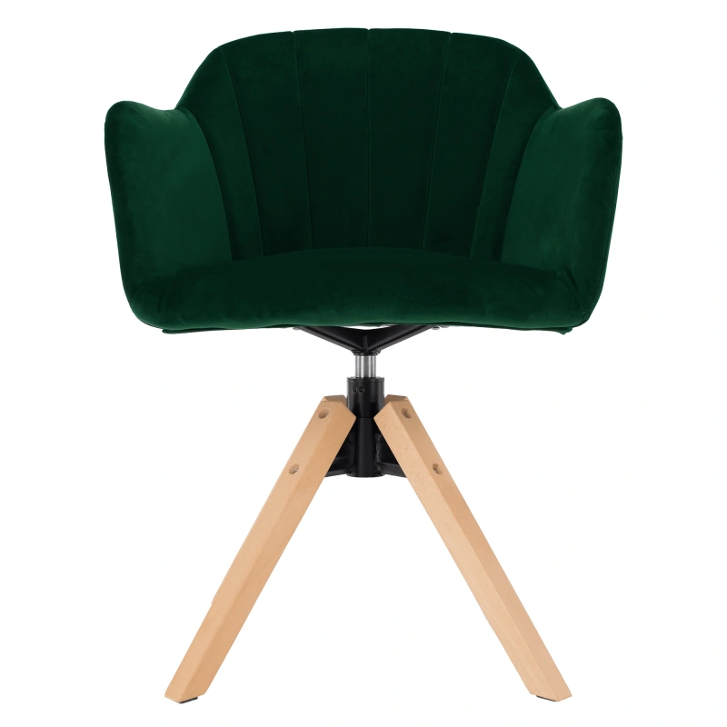 Otočné kreslo, velvet látka, smaragd/buk, DALIO 4