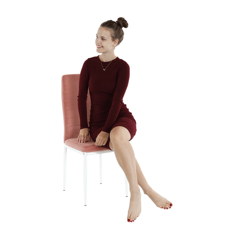 Židle, růžová, velvet látka / bílý kov, COLETA NOVA 9